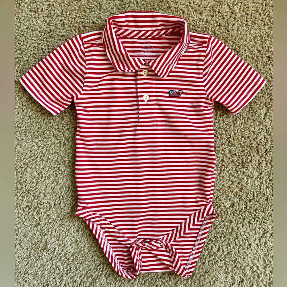 Vineyard Vines Red and White Striped Long Sleeve Tee